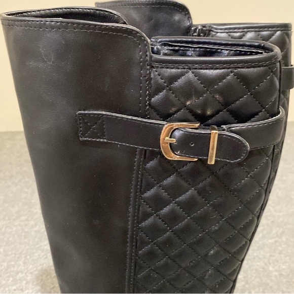 Black Quilted Knee High Winter Boots Women Size 9 - Picture 7 of 14